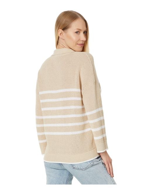 Lilla P Natural Textured Stripe Polo Sweater