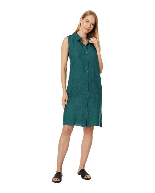 Eileen Fisher Green Classic Collar Dress