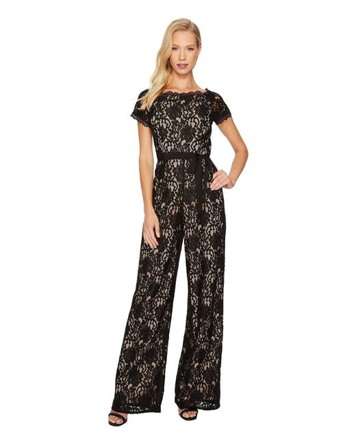Adrianna Papell Juliet Lace Jumpsuit in Black | Lyst