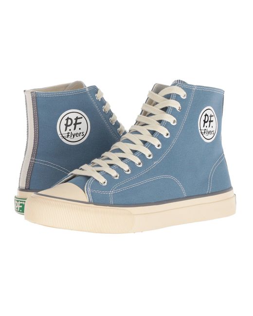 PF Flyers Blue All American Hi (light Petrol Canvas) Men's Lace Up Casual Shoes for men