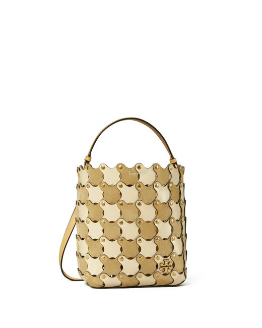 Tory Burch Mcgraw Die Cut Small Bucket Bag in Metallic Lyst