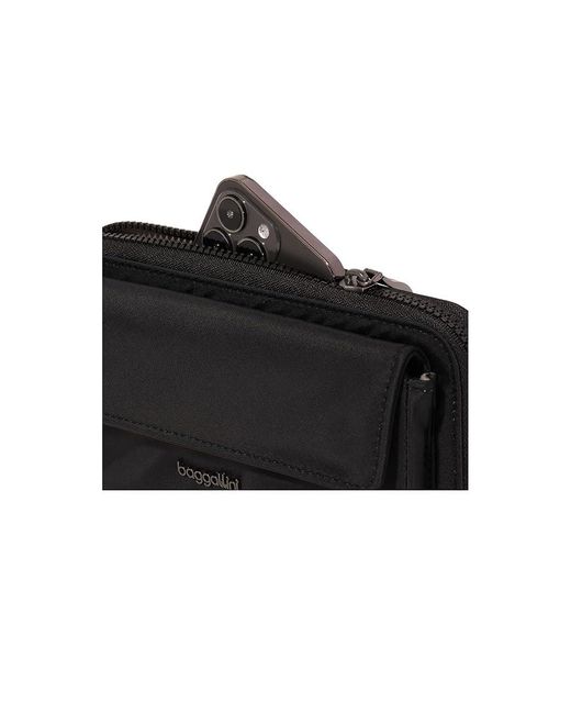 Baggallini Black Rfid Phone Wallet Crossbody Cross Body Handbags, Nylon