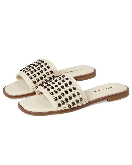 Lucky Brand Black Gidya Beaded Flat Sandals Sandals Parchment/ 10 B