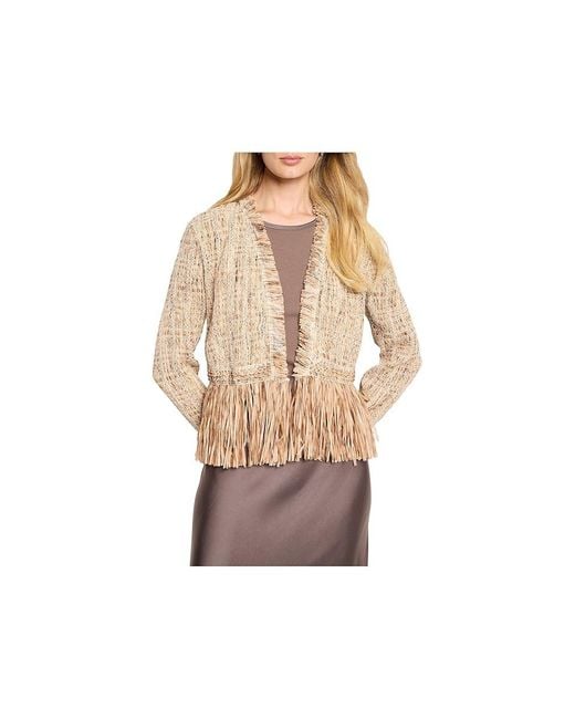 NIC+ZOE Natural Cork Fringe Knit Jacket Jacket Sm (Us 4-6) Cotton/Modal/Polyester