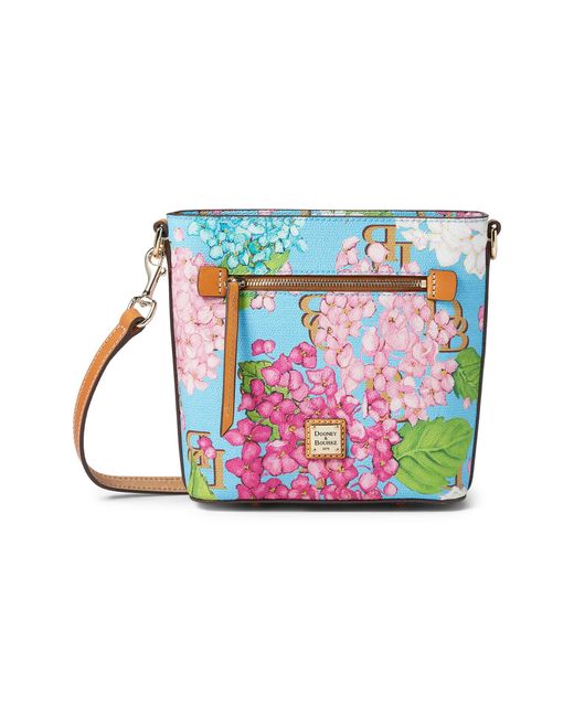 Dooney & Bourke Cotton Hydrangea Monogram Small Zip Crossbody in Blue