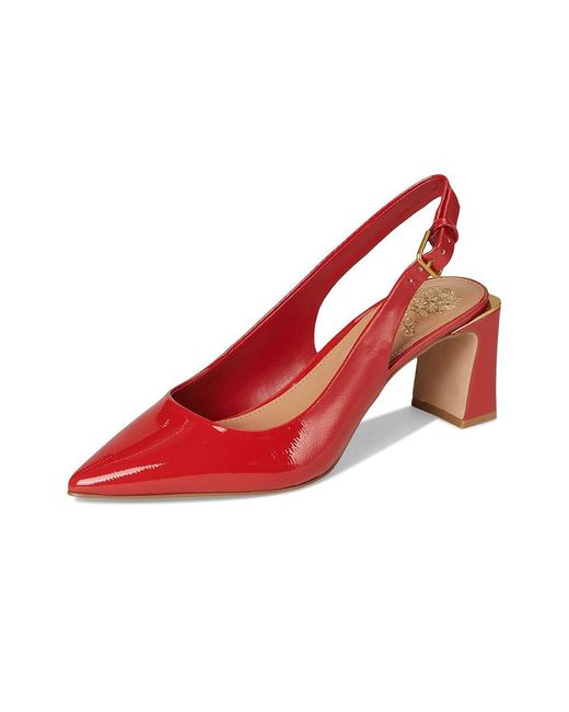 Vince Camuto Red Hamden Buckle Slingback Pumps High Heels, Leather/Rubber