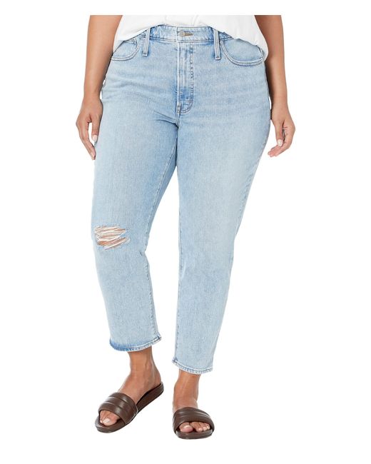 Madewell Denim Curvy Perfect Vintage Crop Jeans With Raw Hem And Knee Hole In Indigo in Blue | Lyst