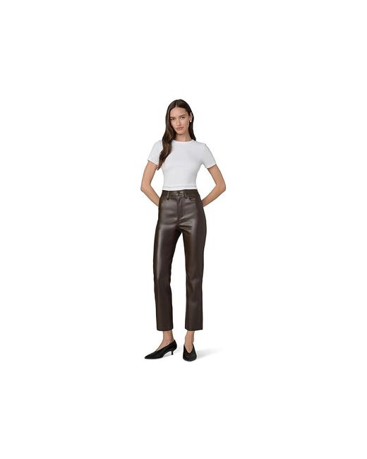 Joe's Jeans Black The Lyra Slim Ankle Vegan Leather Jeans 31, Denim/Polyurethane