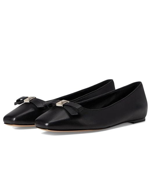 Kate Spade Black Deco Bow Smooth Leather Flat Flat Shoes