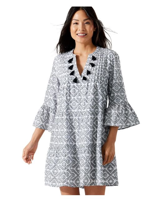 tommy bahama cotton clip embroidered tier dress