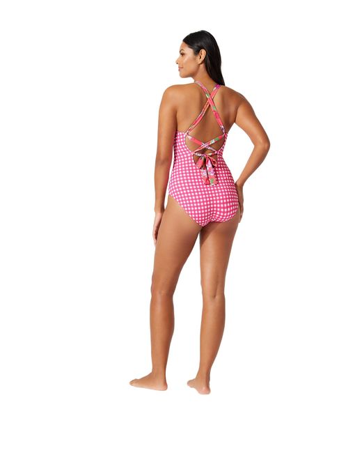 Tommy Bahama Red Summer Floral Reversible Cross-back One-piece