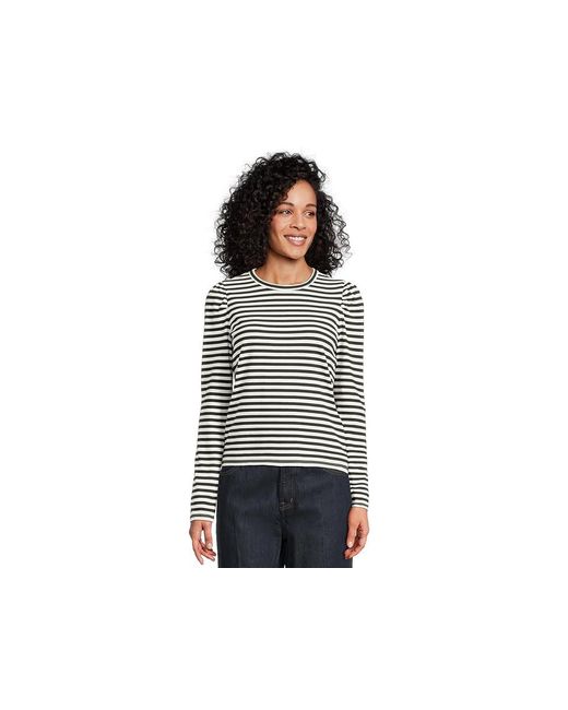 Madewell Black Easy Puff Sleeve Long Sleeve Stripe Clothing Lg 10-12) Cotton