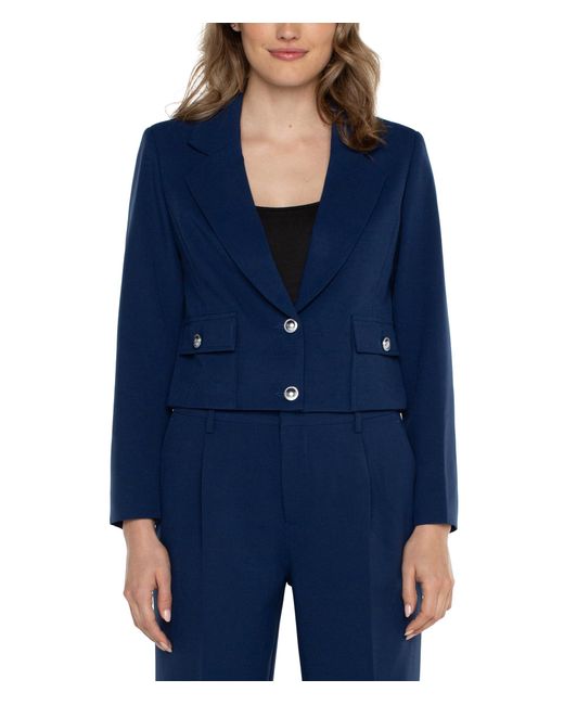 Liverpool Los Angeles Blue Cropped Blazer Luxe Stretch Suiting
