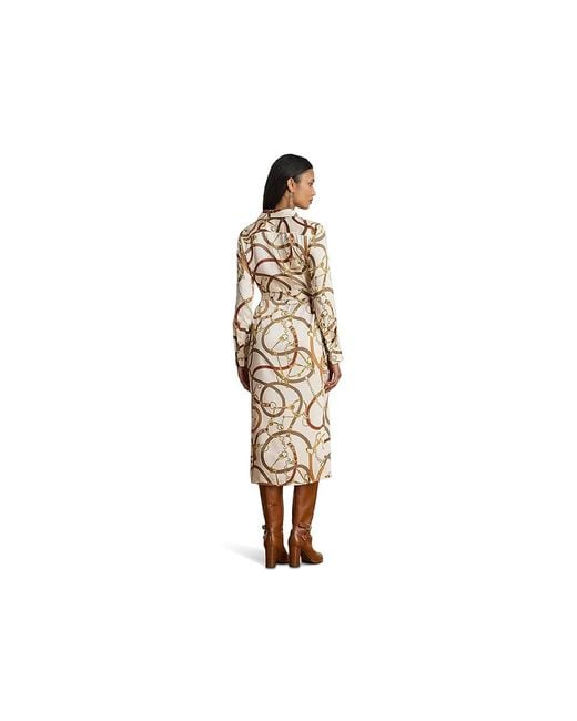 Ralph Lauren Black Belting-Print Twill Shirtdress Dress, Polyester