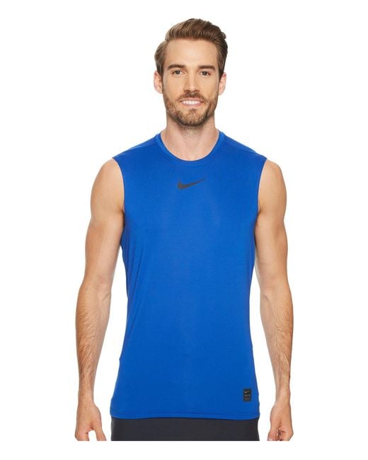 Nike Blue Pro Fitted Sleeveless Training Top for men