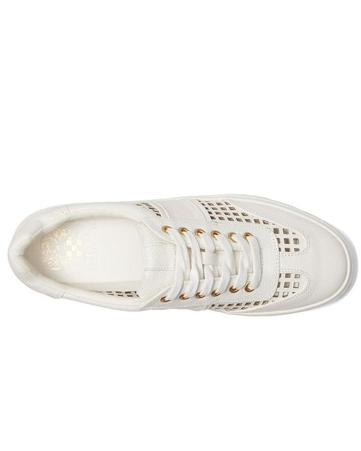 Vince Camuto White Raiden Cut-Out Platform Sneakers Shoes, Leather