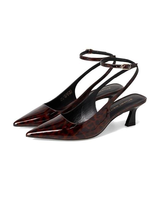 Stuart Weitzman Black Vinnie 50 Strap Pump Shoes, Leather