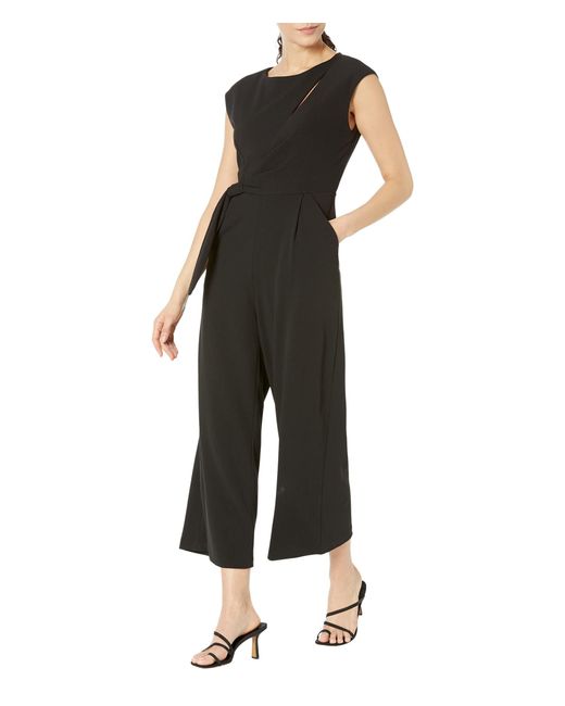Calvin Klein Jumpsuit With Keyhole Knotted Side Detail in Black Lyst