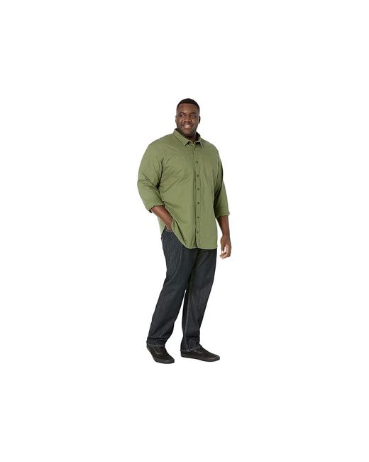 L.L. Bean Green Beanflex Twill Shirt Long Sleeve Traditional Fit for men