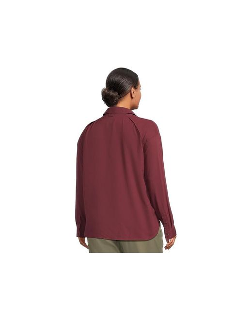 Columbia Red Plus Size Ridge Utilitytm Long Sleeve Shirt Clothing, Polyester