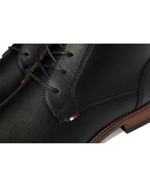 Tommy Hilfiger Black Bage Boots, Leather/Rubber for men