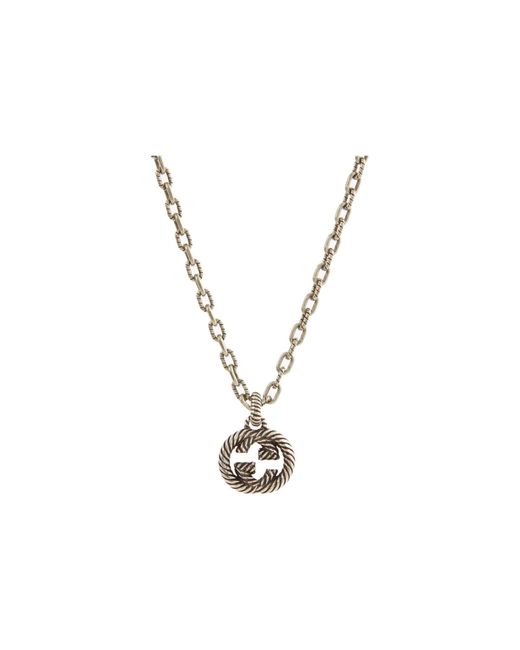 Gucci Metallic Interlocking G Necklace With Pendant for men