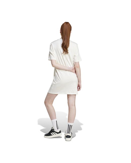 Adidas White Essentials 3-stripes Single Jersey Boyfriend T-shirt Dress