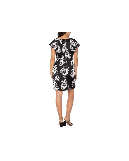 Liverpool Los Angeles Black Flutter Sleeve Raglan Woven Dress Dress/ Floral, Polyester
