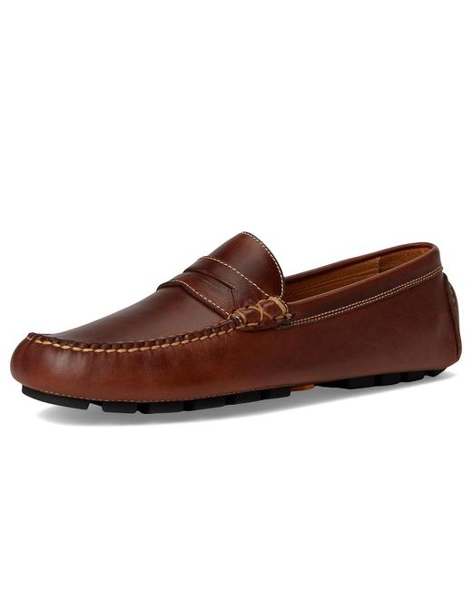 Martin Dingman Brown Old Row Penny Driver Slip On Shoes, Leather for men