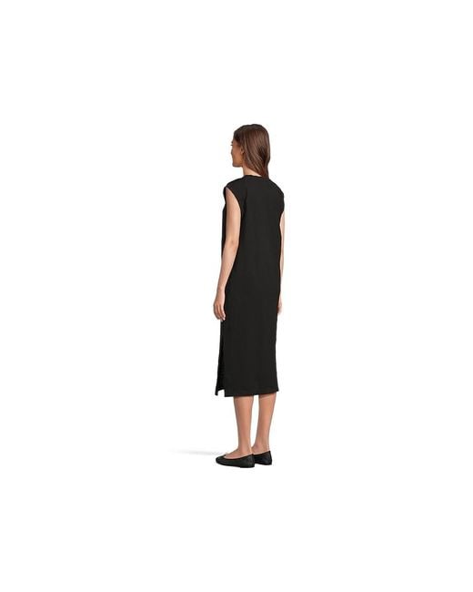 Mod-o-doc Black Cap Sleeve Column Dress With Side Slits Dress Lg (Us 12-14) Cotton