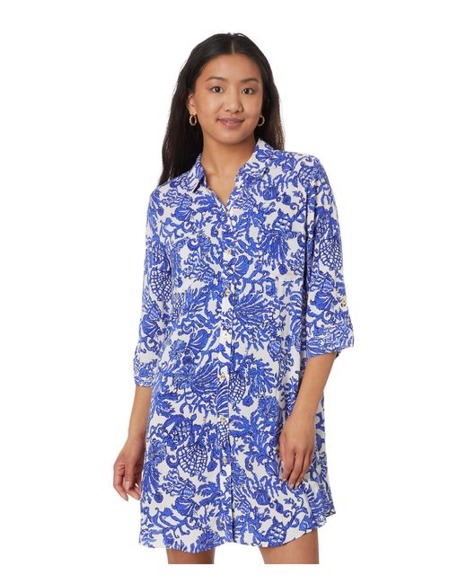 Lilly Pulitzer Blue Natalie Coverup With Slee