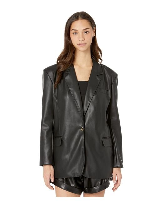 Blank NYC Leather Oversized Blazer in Black - Lyst