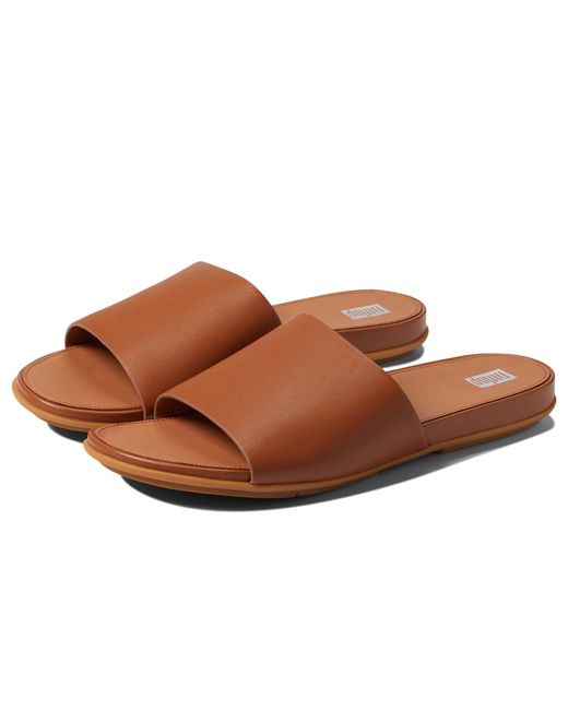 Fitflop Gracie Leather Pool Slides in Natural Lyst