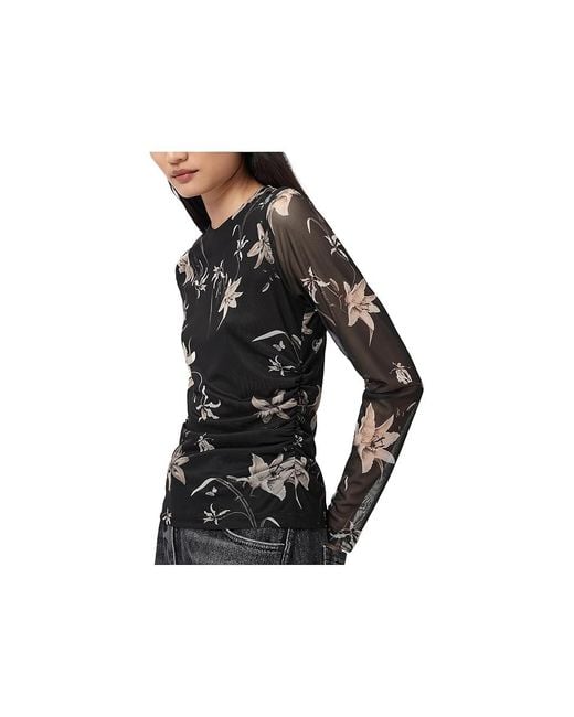 AllSaints Black Caia Mesh Top Clothing Uk 4 (Us 0) Elastane/Polyester