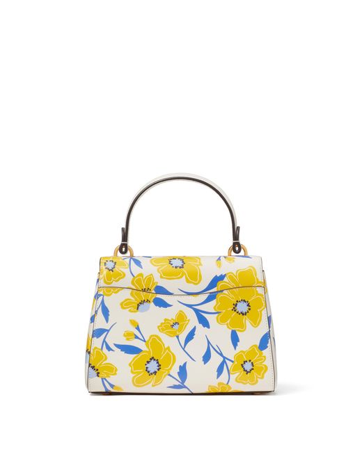 Kate Spade Yellow Katy Sunshine Floral Textured Leather Small Top Handle