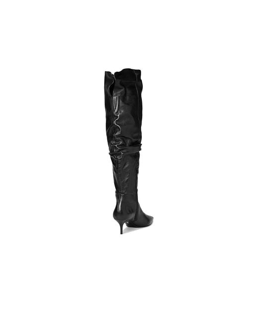 SCHUTZ SHOES Black Ashlee Mid Over The Knee Boots, Leather
