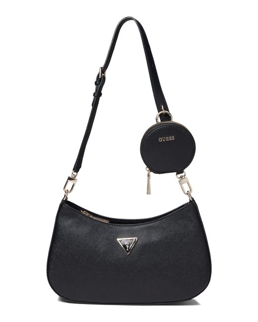 Guess Leather Alexie Top Zip Shoulder Bag in Black Lyst