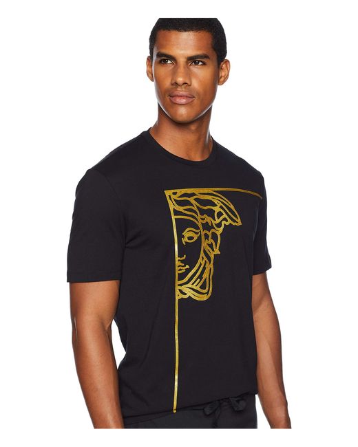 bille rent faktisk Vil have Versace Gold Half Medusa Tee (black/gold) Men's T Shirt for Men | Lyst