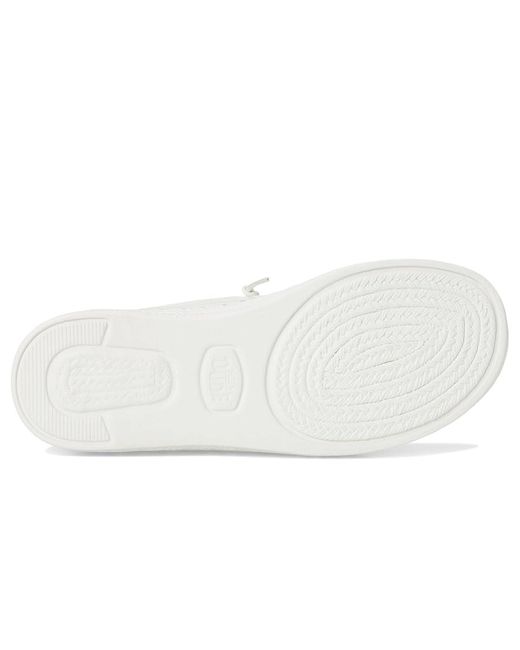HeyDude White Wendy Espadrille Americana Flat Shoes, Cotton