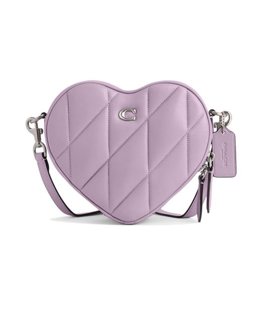 COACH Purple Quilted Leather Heart Crossbody