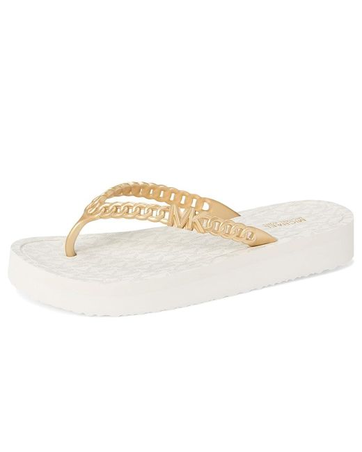 MICHAEL Michael Kors White Zaza Flip Flop Sandals, Synthetic