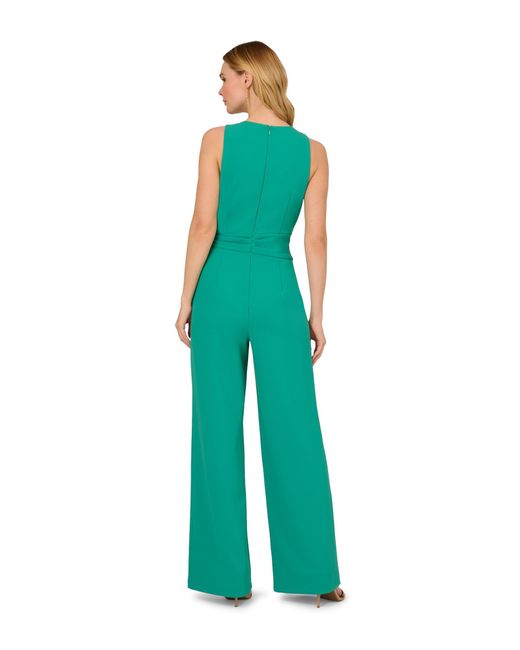 Adrianna Papell Green Wide Leg Bow Detail Jumpsuit