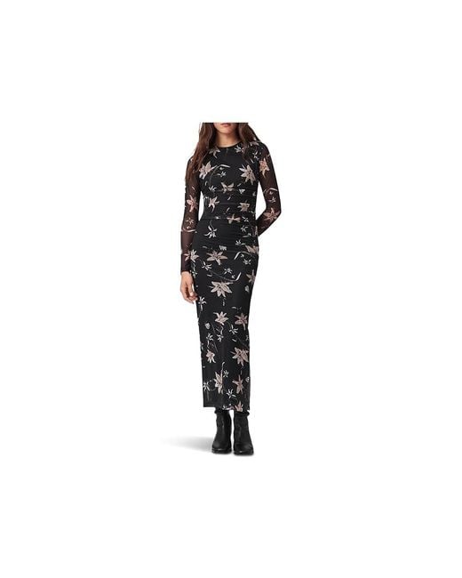 AllSaints Black Caia Mesh Dress Dress Uk 16 (Us 12) Elastane/Polyester