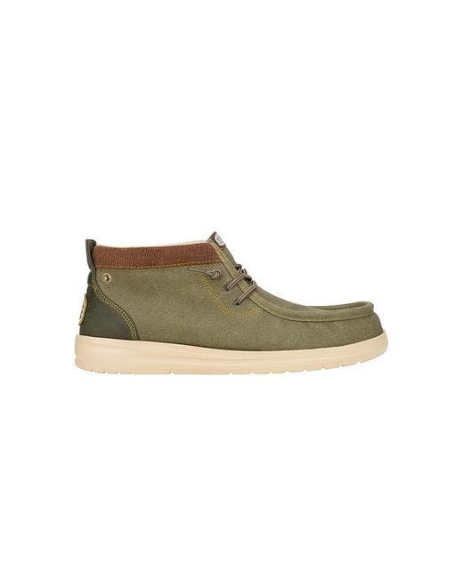 HeyDude Green Wally Mid Gripr Workwear Lace-Up Boots, Canvas for men