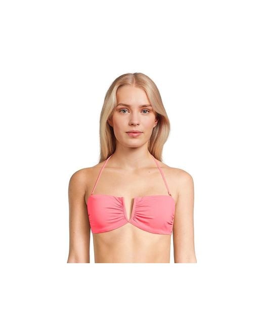 Becca Pink Color Code Brinley V Wire Bandeau Top Swimwear, Nylon/Spandex