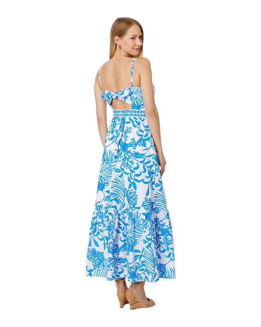 Lilly Pulitzer Blue Charlese Cotton Halter Maxi