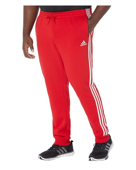 adidas Big Tall Essentials 3-stripes Tapered Cuff Fleece Pants for Men |  Lyst