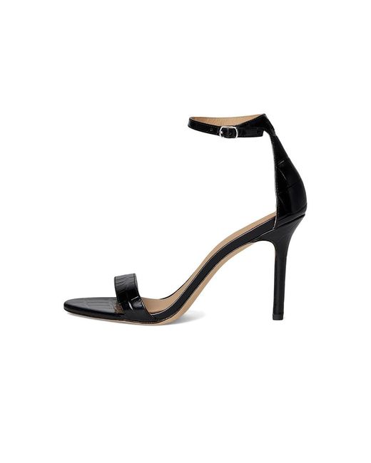 Ralph Lauren Black Allie Crocodile-Embossed Leather Sandals Dress Sandals 11 B