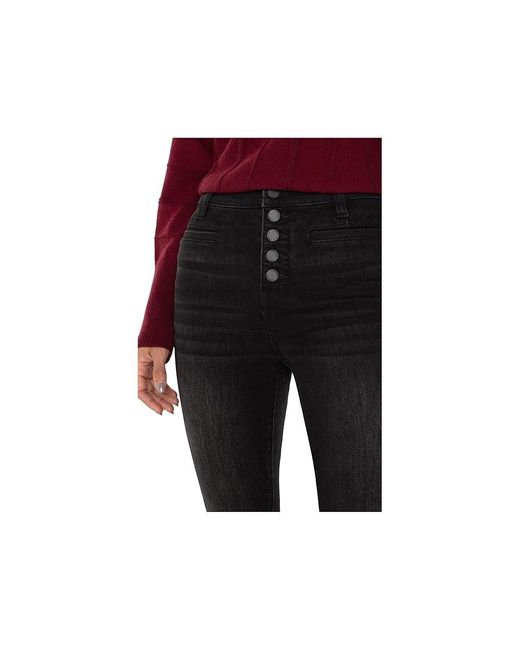 Liverpool Los Angeles Black Abby High-Rise Ankle Skinny Button Fly Jeans W/ Welt Pockets Jeans, Cotton/Denim/Lycra