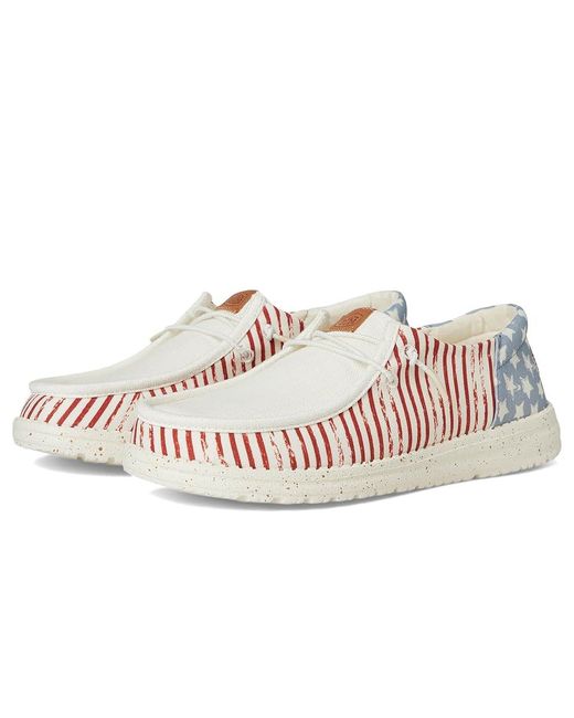 HeyDude Black Wendy Funk Americana Stars Flat Shoes, Textile